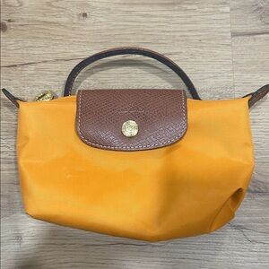Longchamp Mini Bag Orange with Brown Trim